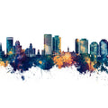 Halifax Canada Skyline Blue & Bronze Mural Wallpaper - pure wallpaper artwork