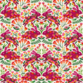 Otomi Rabbits & Flowers Pattern Mural Wallpaper - pure wallpaper artwork