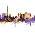 Dubai Skyline Purple & Gold Mural Wallpaper - pure wallpaper artwork