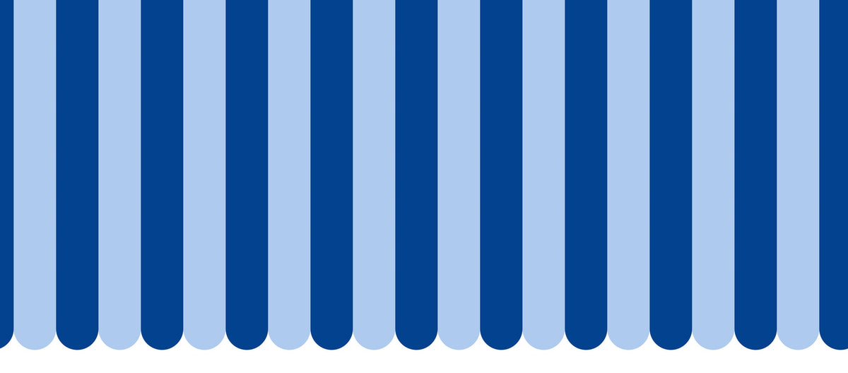 Scalloped Circus Stripes, Blue on Blue Mural Wallpaper - pure wallpaper artwork