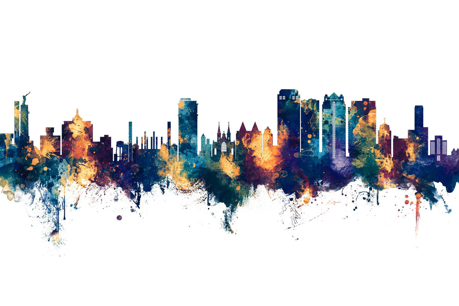 Birmingham Alabama Skyline Blue & Bronze Mural Wallpaper