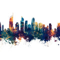 Gold Coast Australia Skyline Blue & Bronze Mural Wallpaper - pure wallpaper artwork