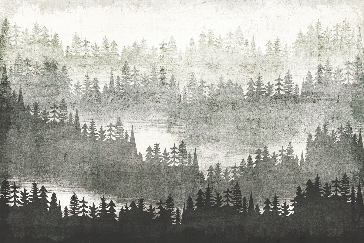 Mountainscape Silver Mural Wallpaper - pure wallpaper artwork