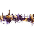 Torquay England Skyline Purple & Gold Mural Wallpaper - pure wallpaper artwork