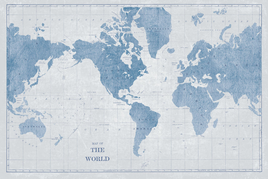 Blueprint World Map Mural Wallpaper