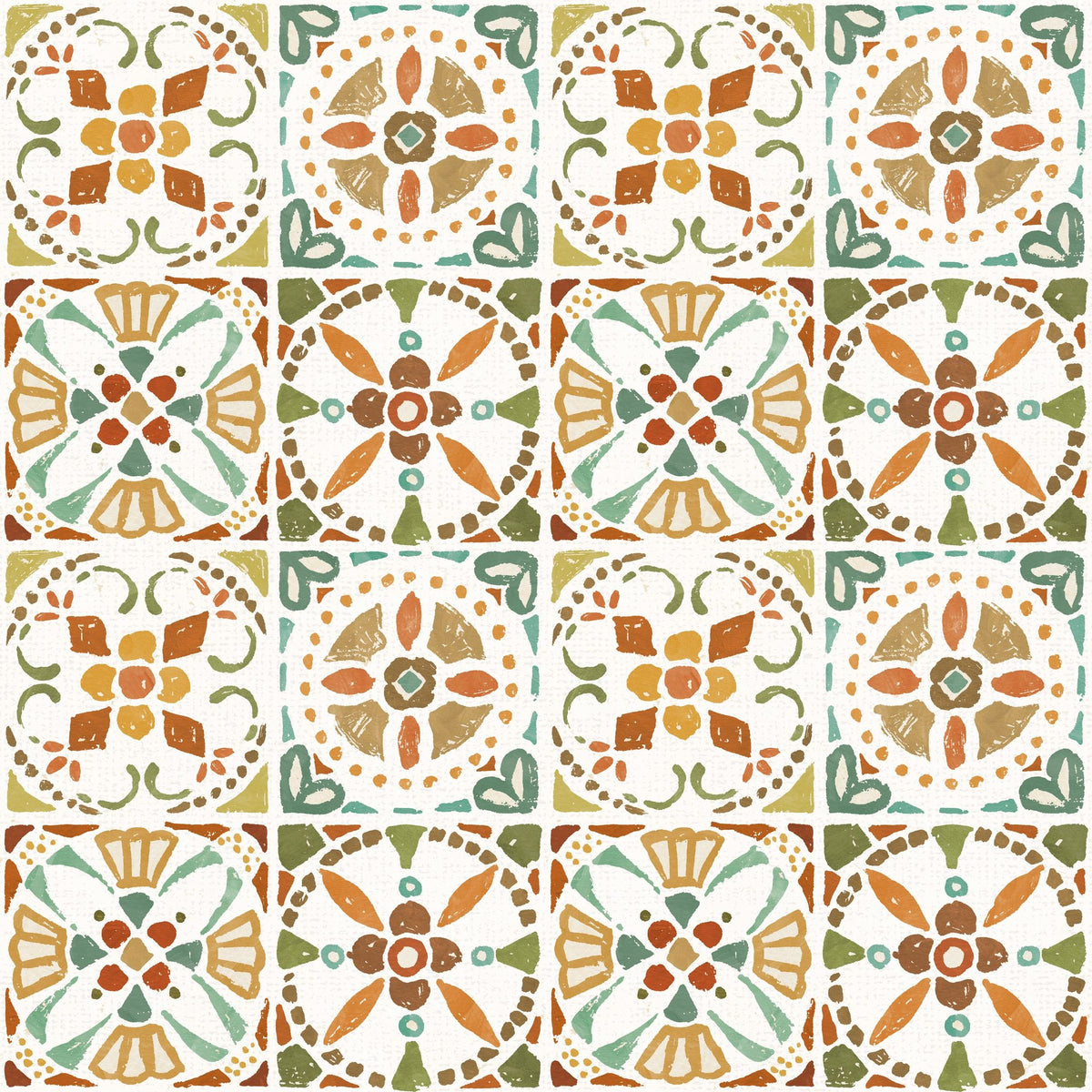 Autumn Tiles White Mural Wallpaper - pure wallpaper artwork