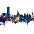 Sheffield England Skyline Blue & Bronze Mural Wallpaper - pure wallpaper artwork