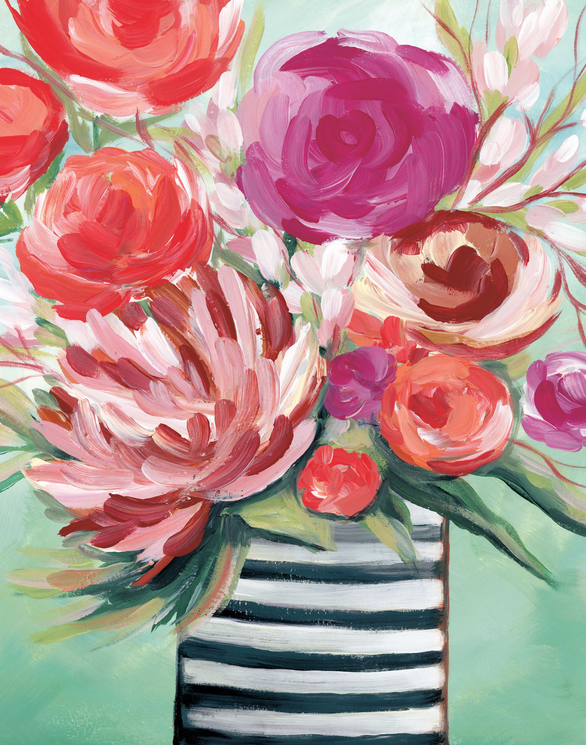 Spring Blooms in Striped Vase I Mural Wallpaper - pure wallpaper artwork
