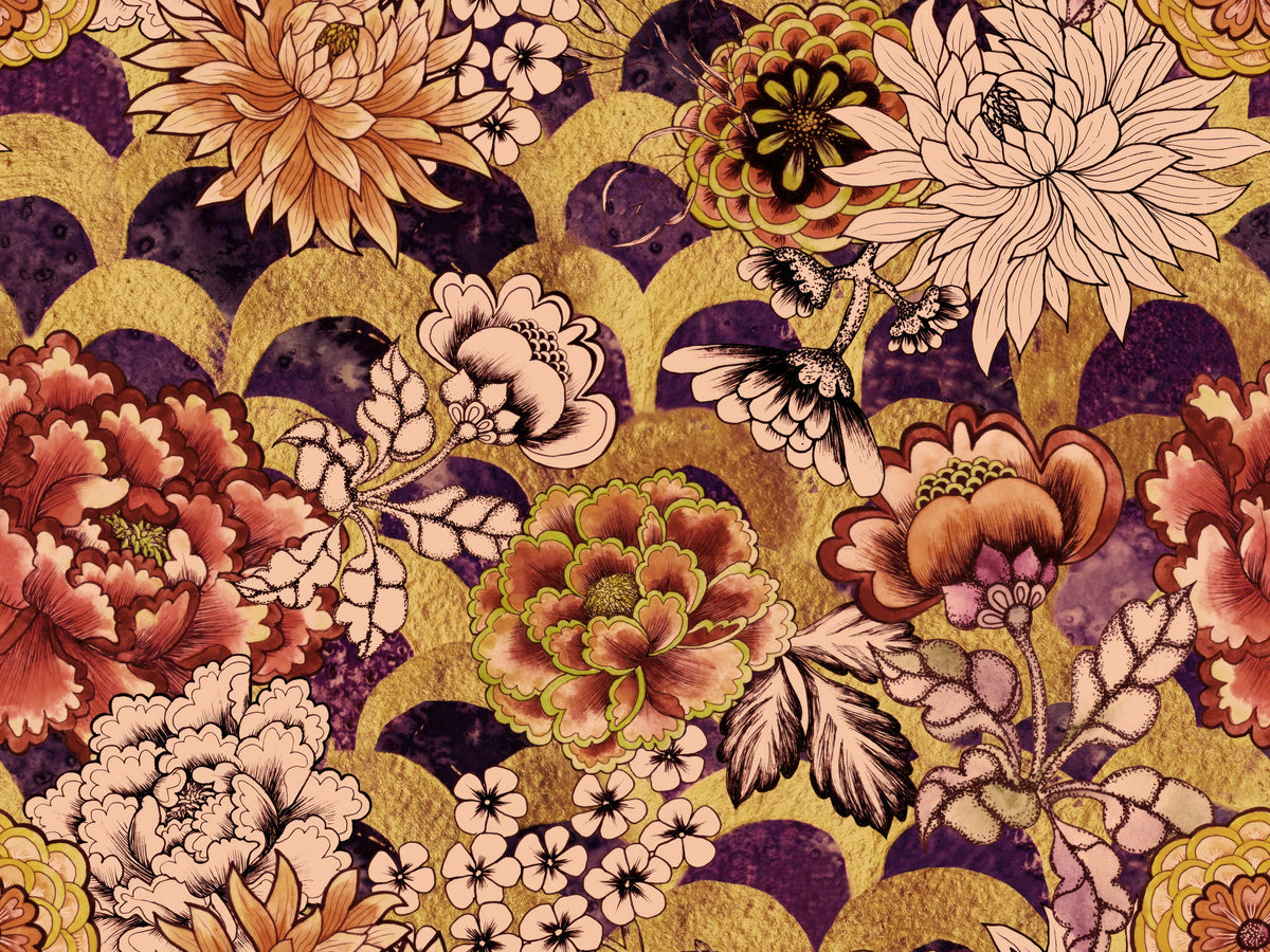 Vintage Floral Arches Mural Wallpaper - pure wallpaper artwork