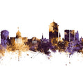 Montgomery Alabama Skyline Purple & Gold Mural Wallpaper - pure wallpaper artwork