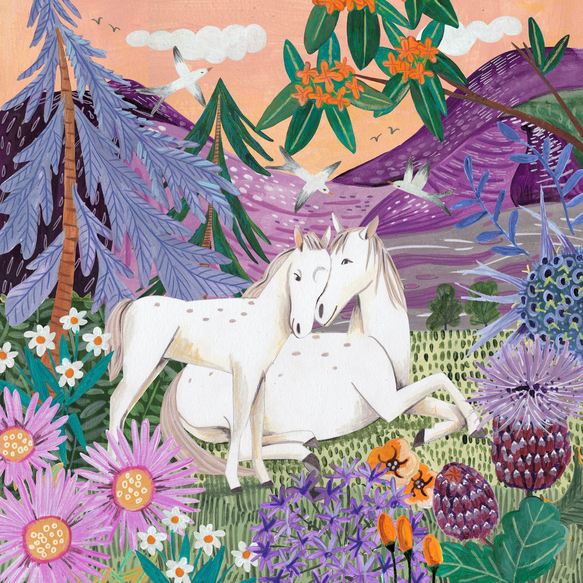 Horses in the Mountains Mural Wallpaper - pure wallpaper artwork
