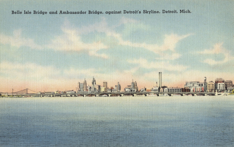 Greetings From Detroit Skyline Mural Wallpaper