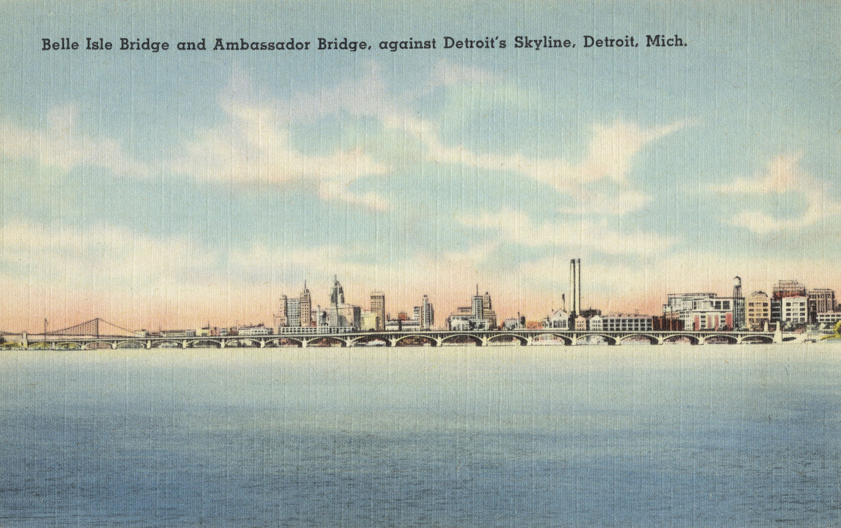 Greetings From Detroit Skyline Mural Wallpaper - pure wallpaper artwork