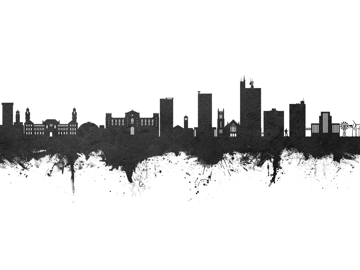 Lubbock Texas Skyline Black & White Mural Wallpaper - pure wallpaper artwork