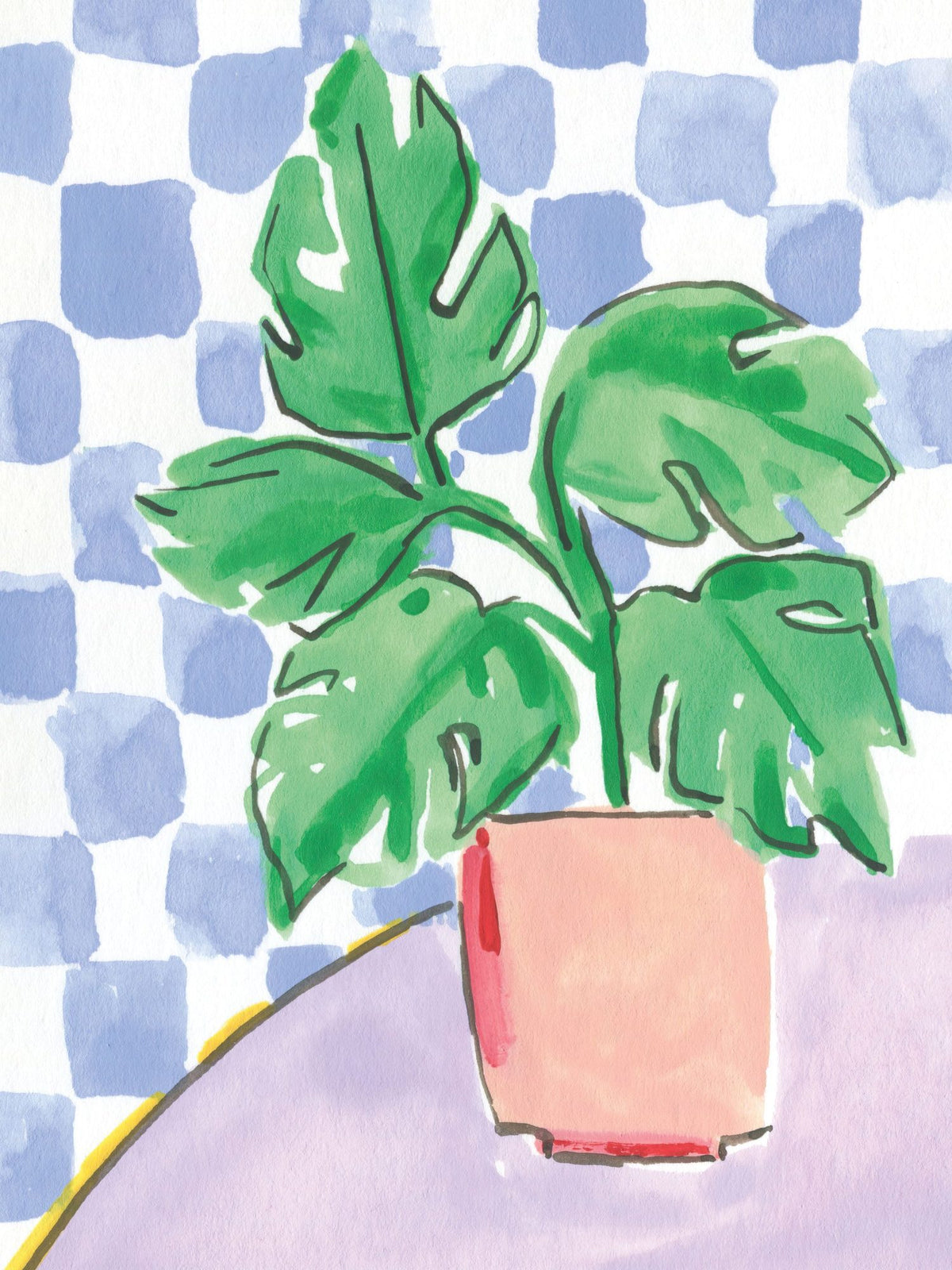 Checkered Palm Mural Wallpaper - pure wallpaper artwork