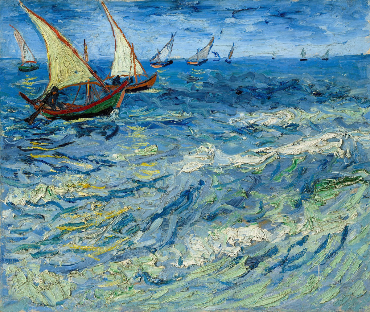 Seascape At Saintes-Maries Mural Wallpaper - Blue Tone - pure wallpaper artwork