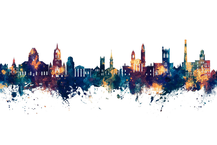 Paisley Skyline Blue & Bronze Mural Wallpaper