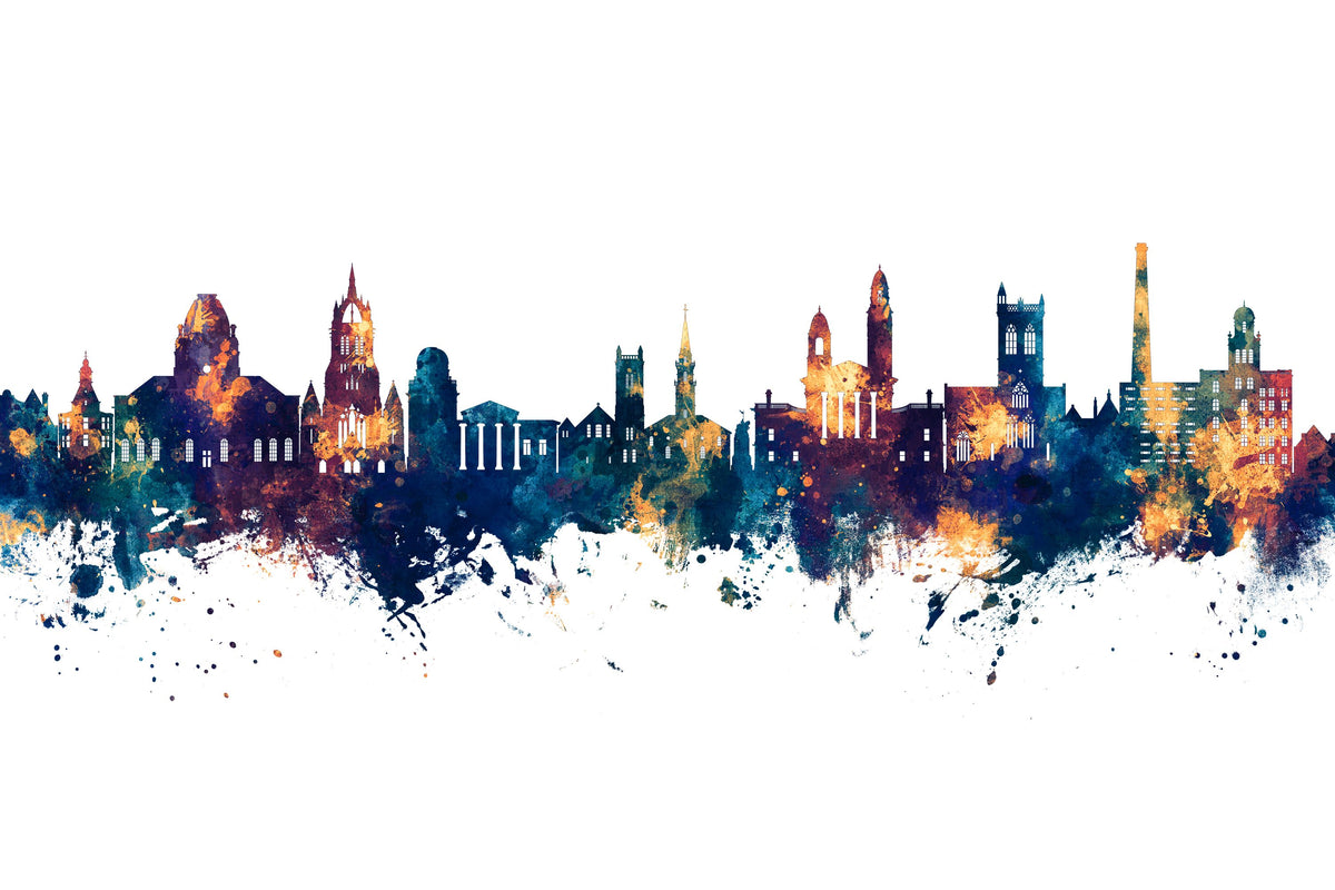 Paisley Skyline Blue & Bronze Mural Wallpaper - pure wallpaper artwork