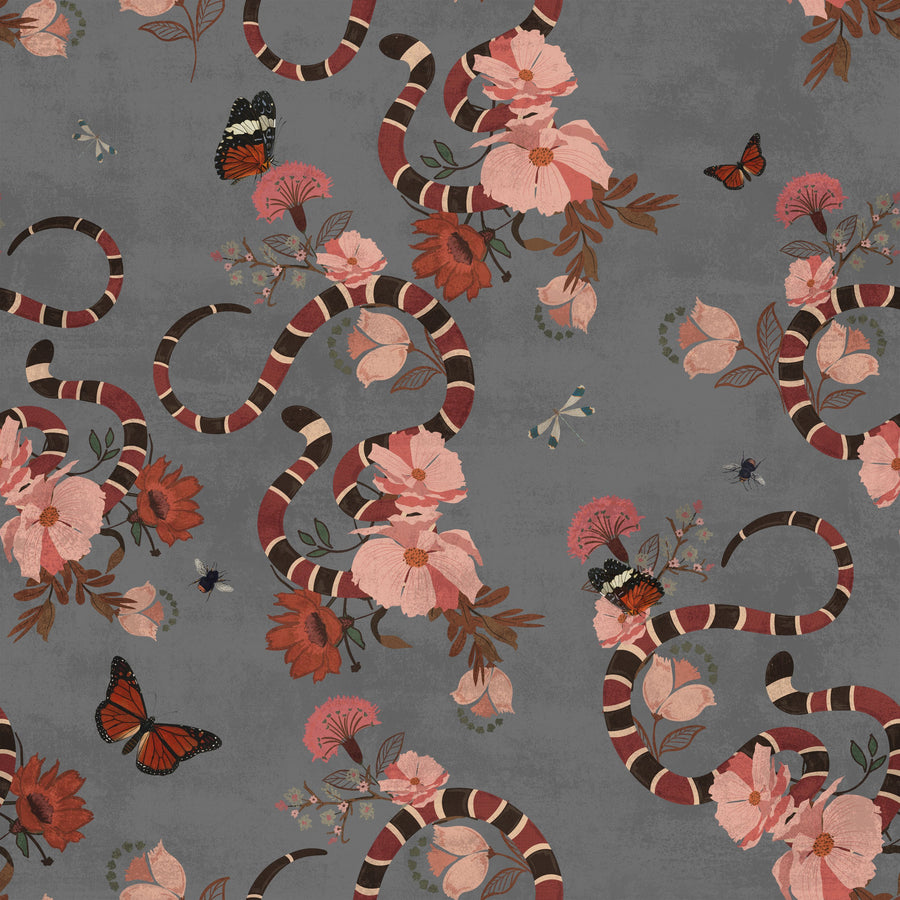 Milk Snakes & Blossoms Mural Wallpaper