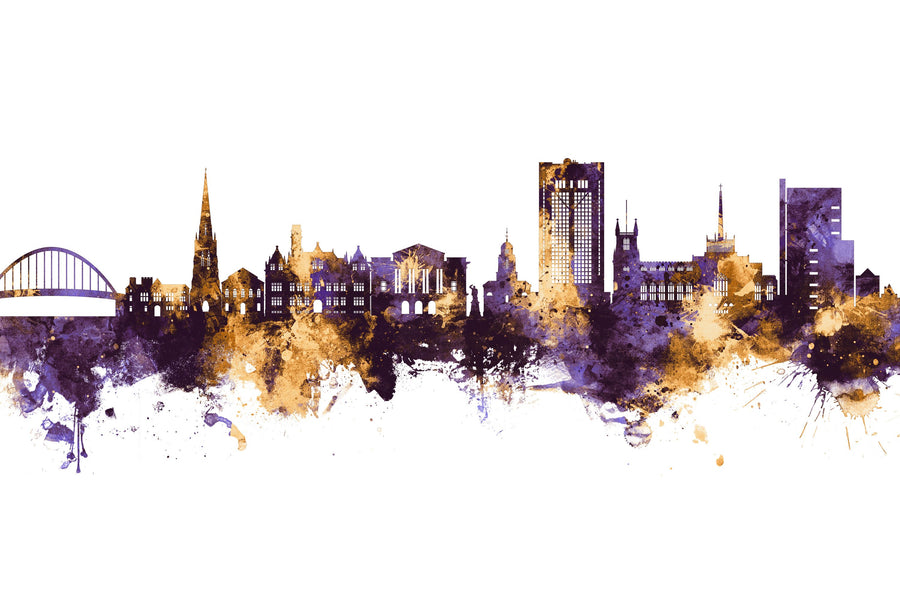 Blackburn England Skyline Purple & Gold Mural Wallpaper