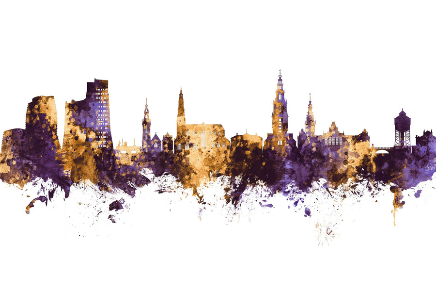 Groningen the Netherlands Skyline Mural Wallpaper - Light Tone