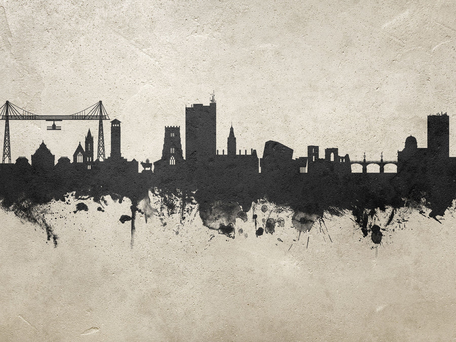 Newport Wales Skyline Concrete Mural Wallpaper