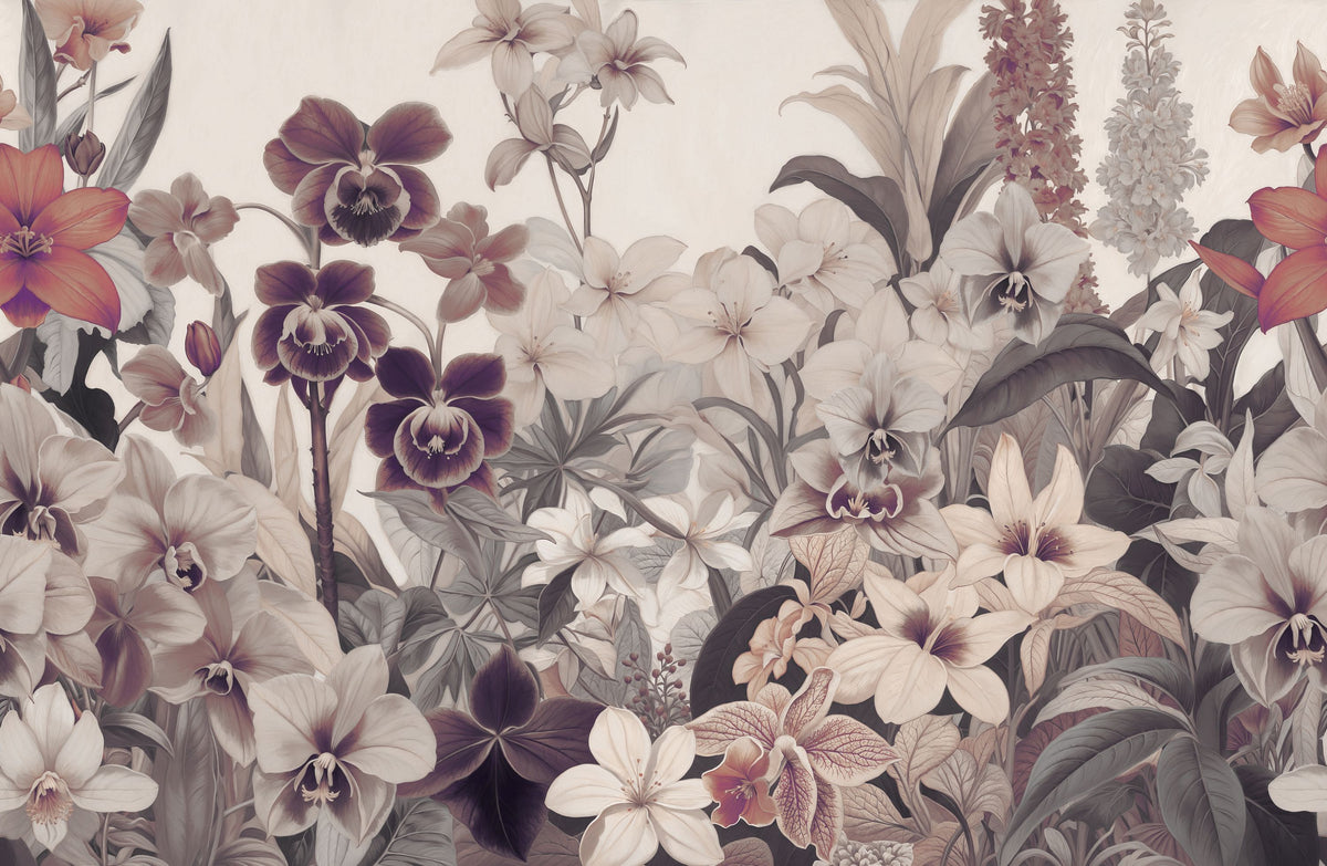 The Tenderness of Orchids, Peach Mural Wallpaper - pure wallpaper artwork