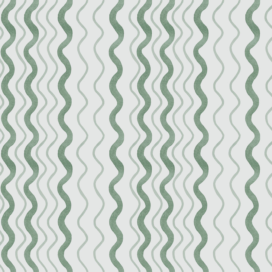 Wavy Stripes, Green Mural Wallpaper