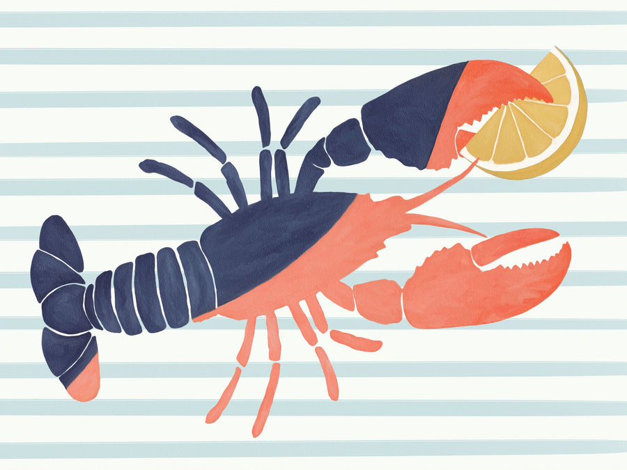 Chillin Lobster Stripes Mural Wallpaper