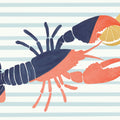 Chillin Lobster Stripes Mural Wallpaper - pure wallpaper artwork