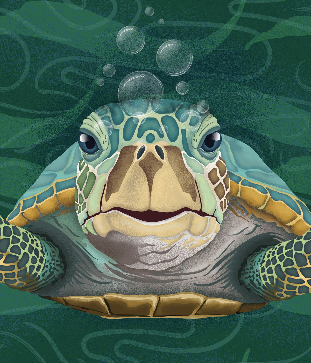 Hello Turtle, Emerald Mural Wallpaper - pure wallpaper artwork