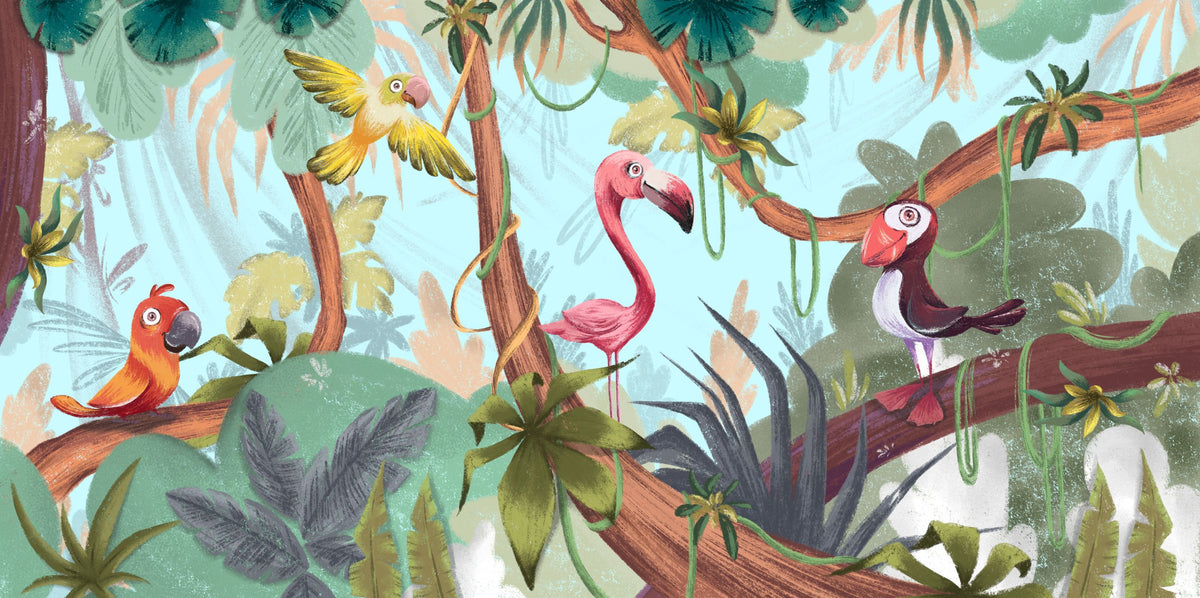 Parrot Hang Out Mural Wallpaper - pure wallpaper artwork