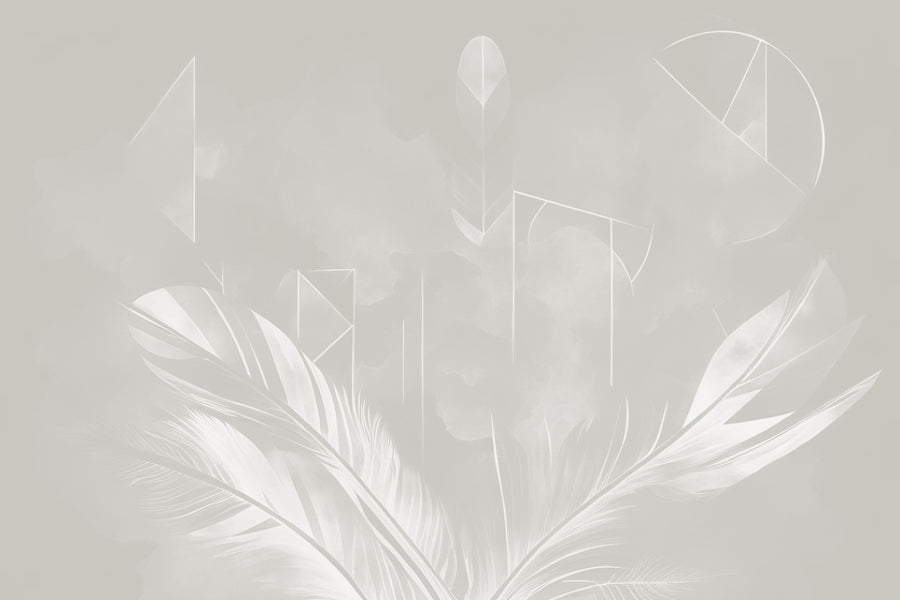 Solid Feather Geometry Beige Mural Wallpaper