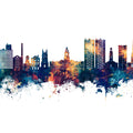 Stockport England Skyline Blue & Bronze Mural Wallpaper - pure wallpaper artwork