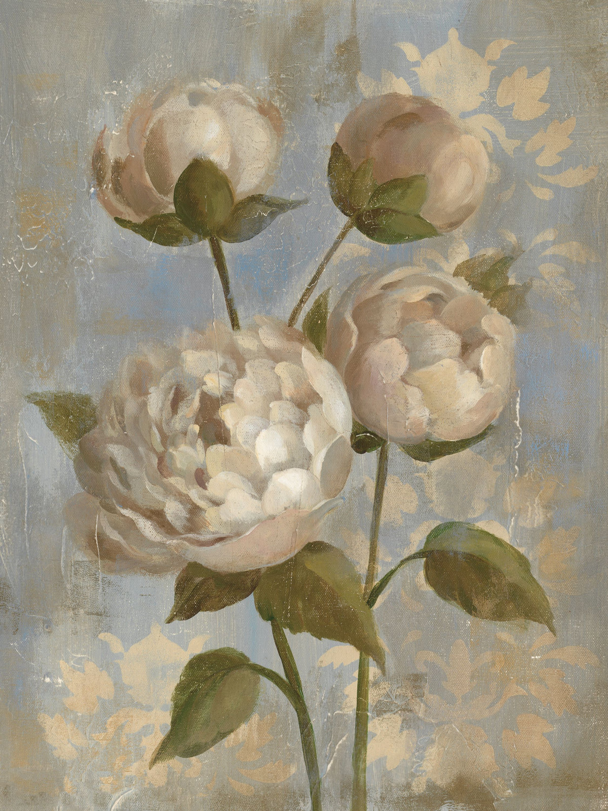 Peony on Blue Mural Wallpaper - pure wallpaper artwork