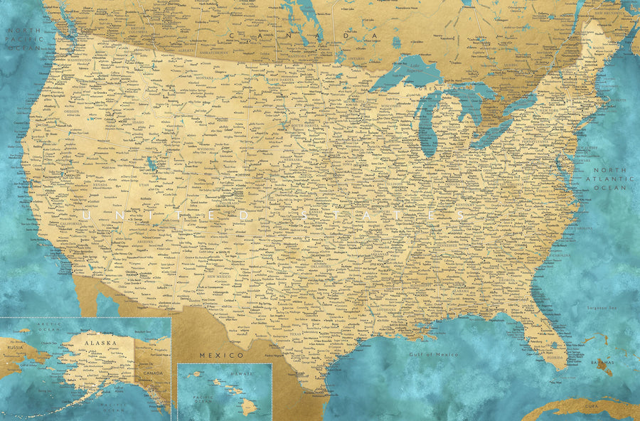 US Map Detailed - Lexy Mural Wallpaper