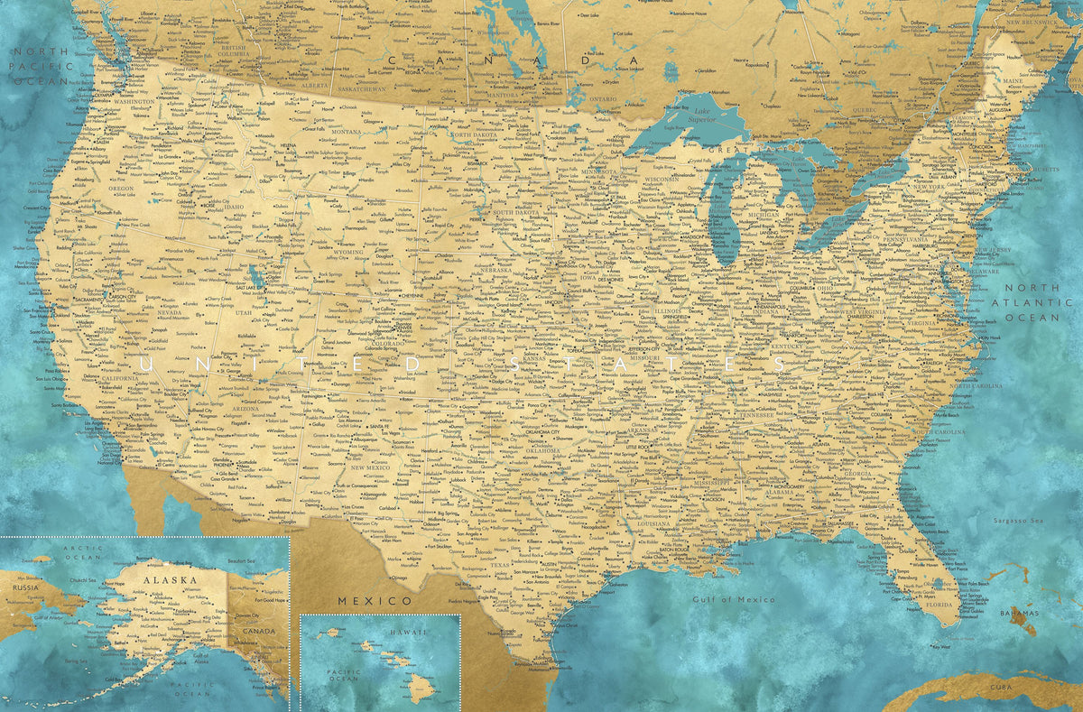 US Map Detailed - Lexy Mural Wallpaper - pure wallpaper artwork