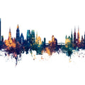 Wroclaw Poland Skyline Blue & Bronze Mural Wallpaper - pure wallpaper artwork