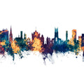 Huddersfield England Skyline Blue & Bronze Mural Wallpaper - pure wallpaper artwork
