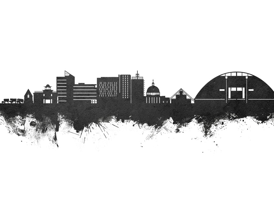 Milton Keynes England Skyline Black & White Mural Wallpaper