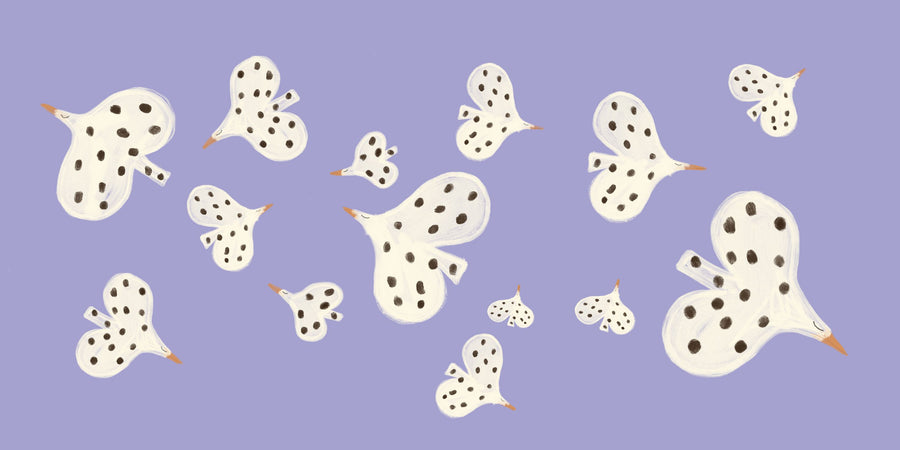 Birds Flying High, Periwinkle Mural Wallpaper