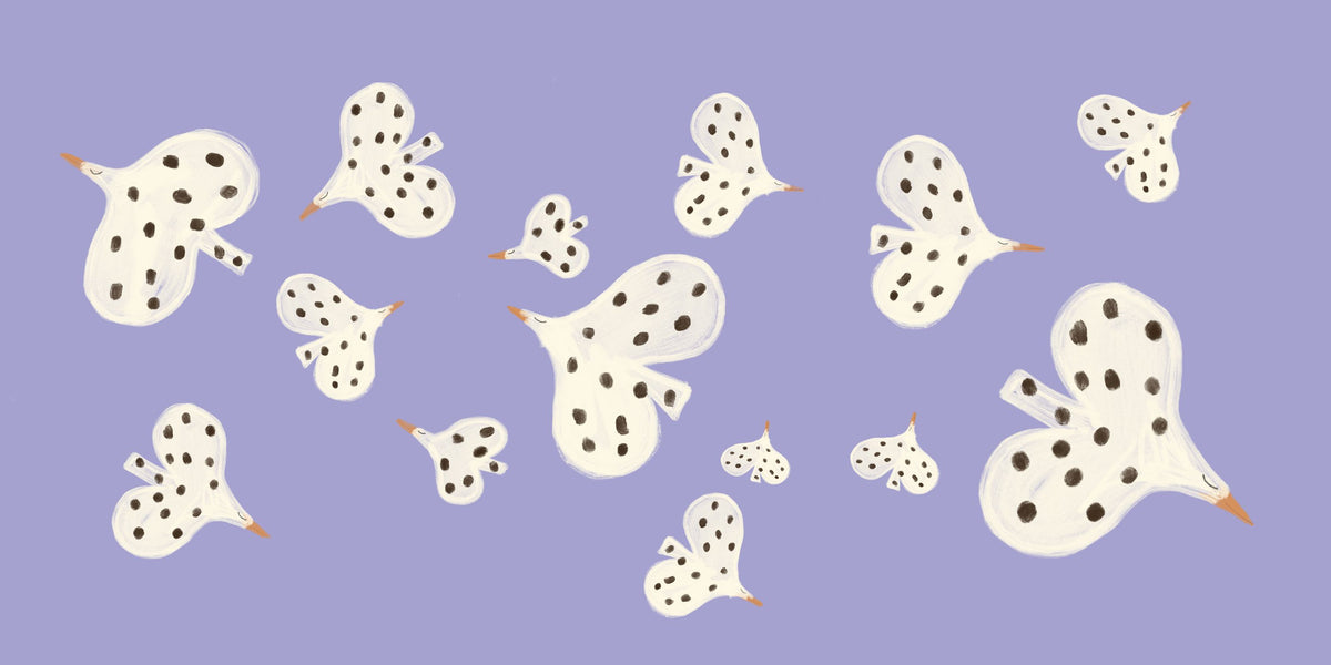 Birds Flying High, Periwinkle Mural Wallpaper - pure wallpaper artwork