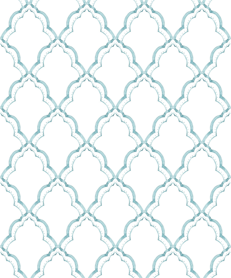 Medallion Trellis, Seafoam Mural Wallpaper