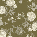 Peony Passion, Khaki Mural Wallpaper - pure wallpaper artwork