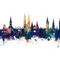 Lubeck Germany Skyline Blue & Bronze Mural Wallpaper - pure wallpaper artwork