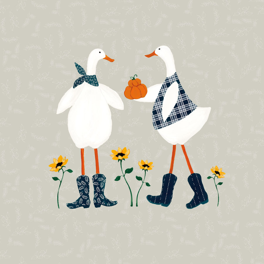 Ducks in the Pumpkin Patch VIII Mural Wallpaper