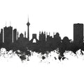 Tehran Iran Skyline Black & White Mural Wallpaper - pure wallpaper artwork