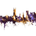 Warwick England Skyline Purple & Gold Mural Wallpaper - pure wallpaper artwork