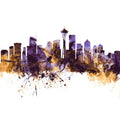 Seattle Skyline Purple & Gold Mural Wallpaper - pure wallpaper artwork