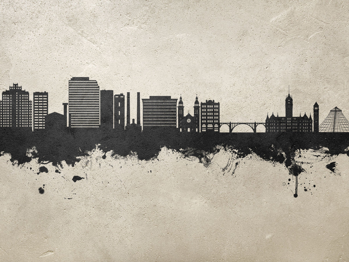 Spokane Washington Skyline Concrete Mural Wallpaper - pure wallpaper artwork